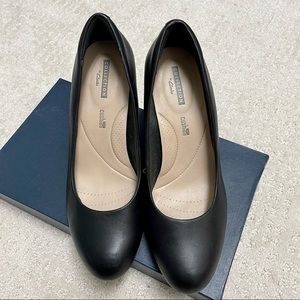 Clarks Platform Black Pumps